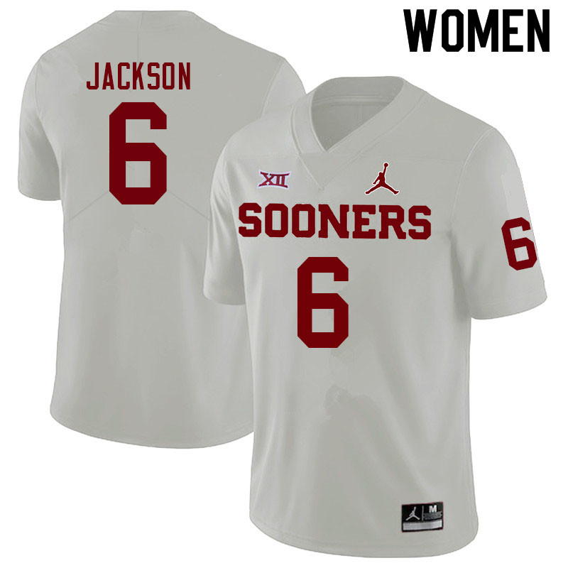 Women #6 Cody Jackson Oklahoma Sooners College Football Jerseys Sale-White - Click Image to Close